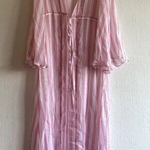 New w/o Tags Alexandra Miro Silk Maxi Dress S Pink & White Stripes Beach Silk